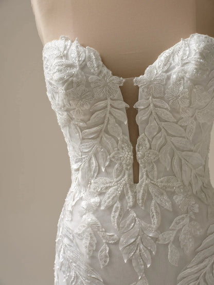 Wedding Dress Off-the-Shoulder Sleeveless Strapless Sweetheart Neckline Mermaid Cultivate oneself Lace Beaded Bridal Gown Formal Wear Dress