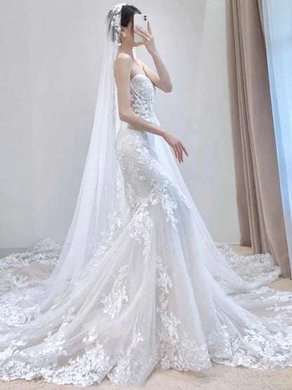 Wedding Dress Strapless Lace Mermaid Cultivate oneself Luxury Formal Dresses