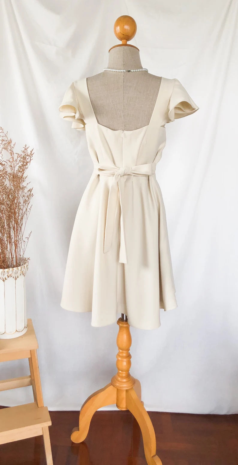 Evening Dress Sweetheart bust line Strap with beautiful ruffle Swing skirt Short Skirt Formal Wear Dresses
