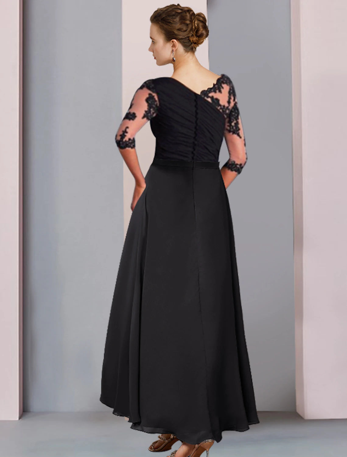 A-Line Mother of the Bride Dress Wedding Guest Elegant High Low Scoop