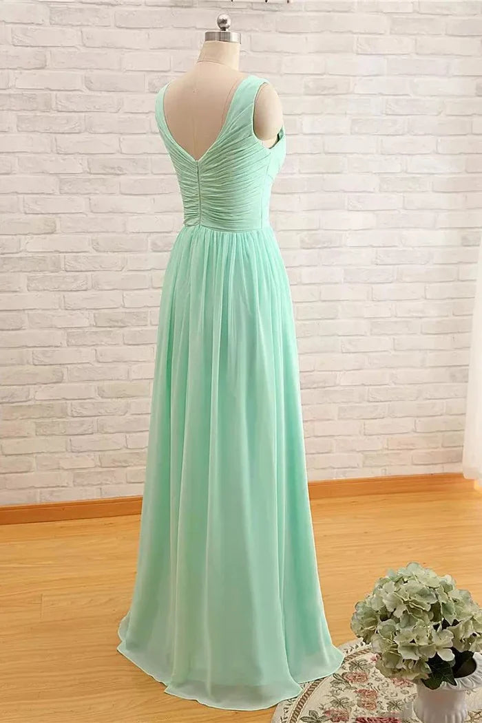 Bridesmaid Dress A-Line Sleeveless Floor-length Chiffon with