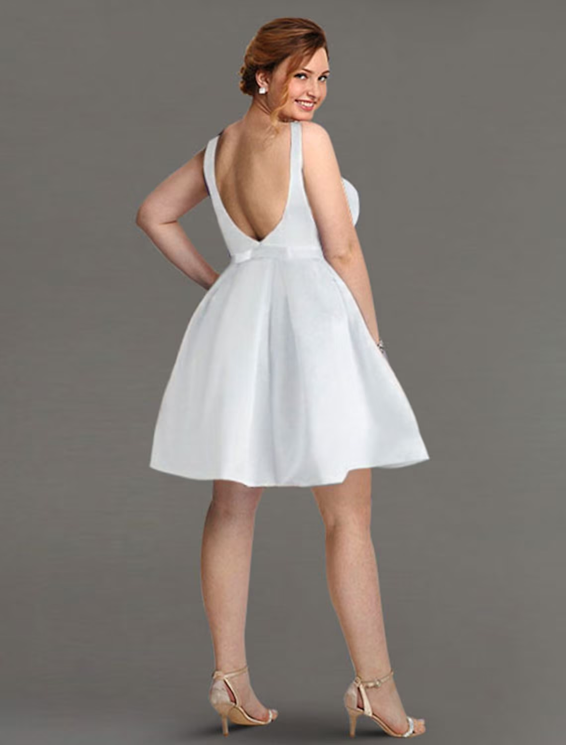 A-Line Cocktail Dresses Minimalist Dress Graduation Knee Length Sleeveless Boat Neck Satin Backless with Sleek Bow(s) Pleats