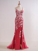 Prom Dress Mermaid V Neck Long with Appliques Beading