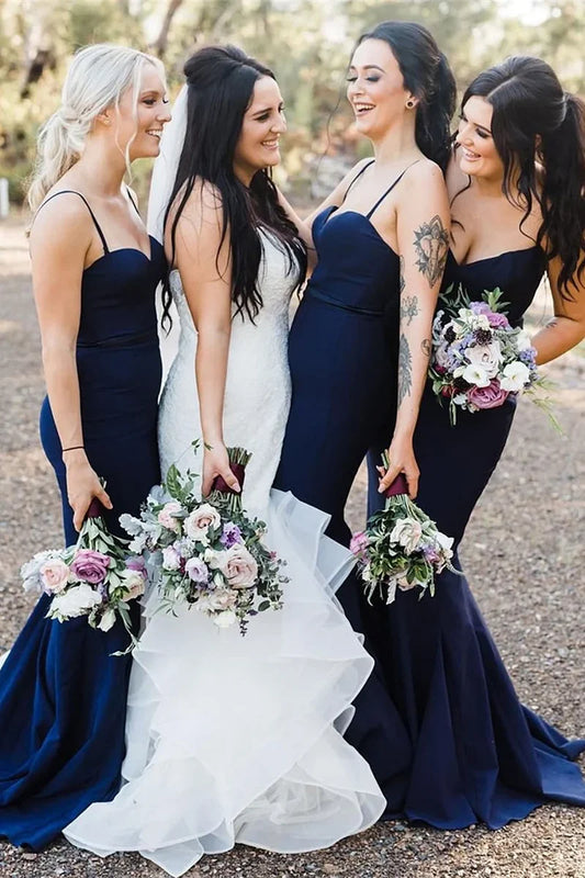 Bridesmaid Dress Spaghetti Straps Mermaid Long