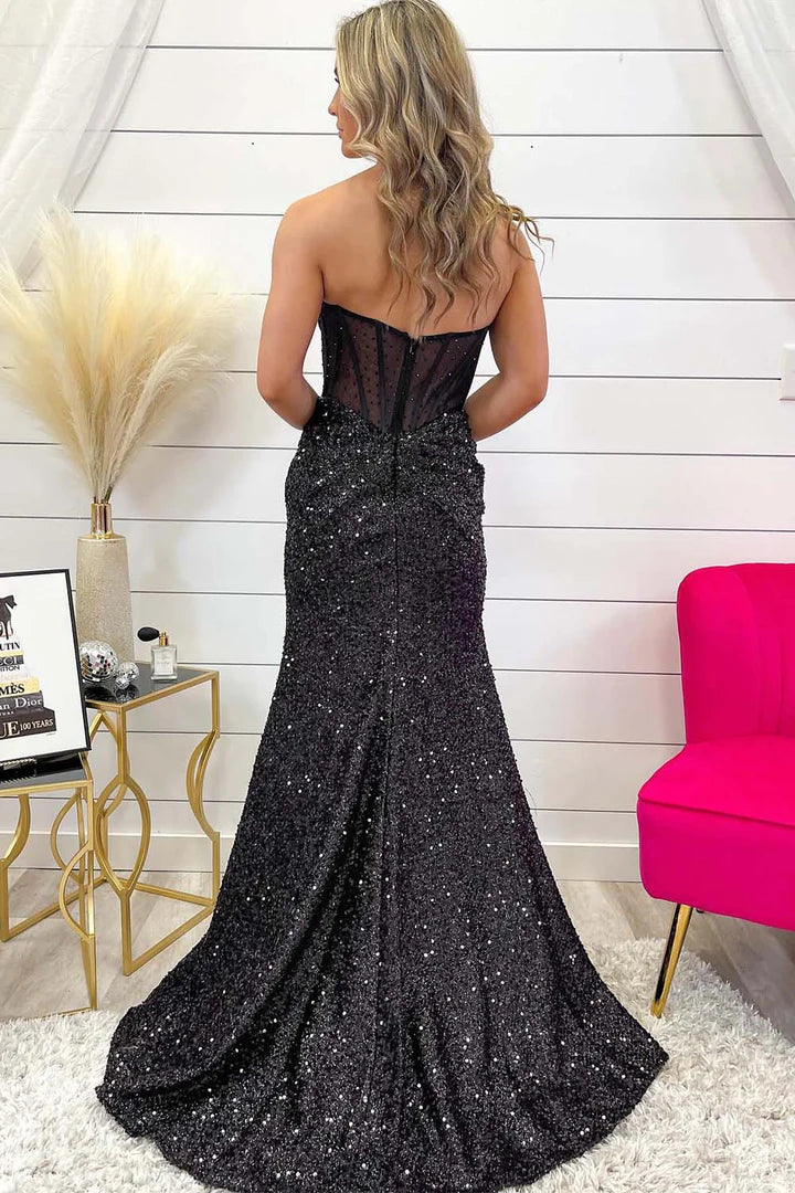 Prom Dress Sequin Corset Gown