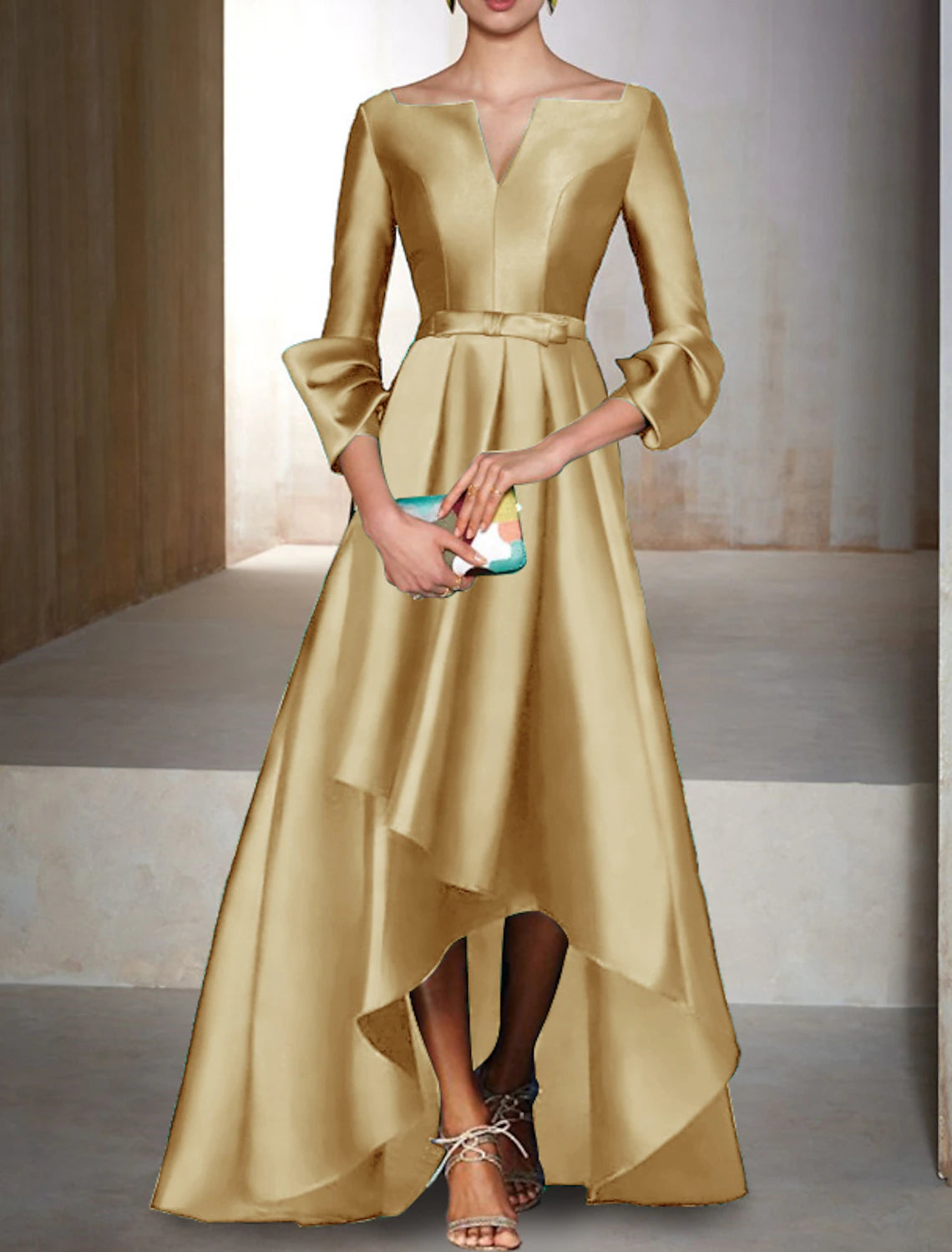A-Line Evening Gown Elegant Dress Formal Wedding Guest Floor Length 3
