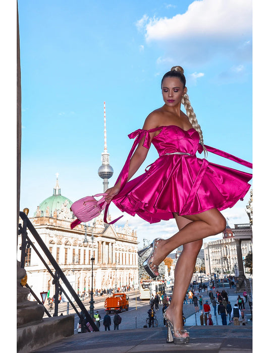 A-Line Homecoming Dresses Corsets Dress Holiday Graduation Short / Mini Sleeveless Spaghetti Strap Pink Dress Satin with Bow(s)