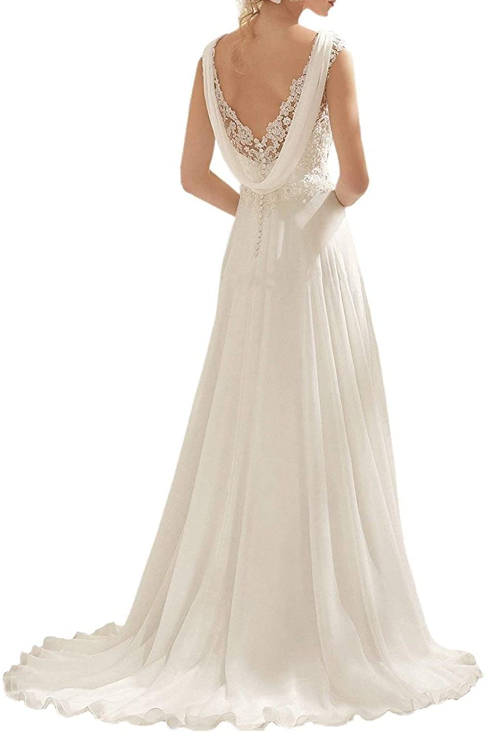 Wedding Dress Lace Double V-Neck Sleeveless Dress Formal Women's Dresses