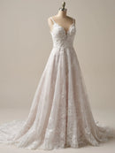 Wedding Dress A-Line V-Neck Sleeveless Spaghetti Straps Beaded Floral Lace Tulle Bridal Gown Formal Wear Dress