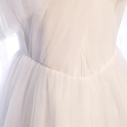 Wedding Dress A Line Bead String Shoulder Straps Tulle Long Simple Formal Wear Dresses