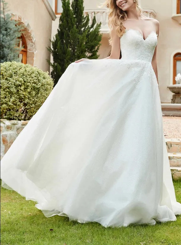 Fall November December Wedding Dress New Pattern Sweetheart Neckline Tulle Elegant Simple Dress