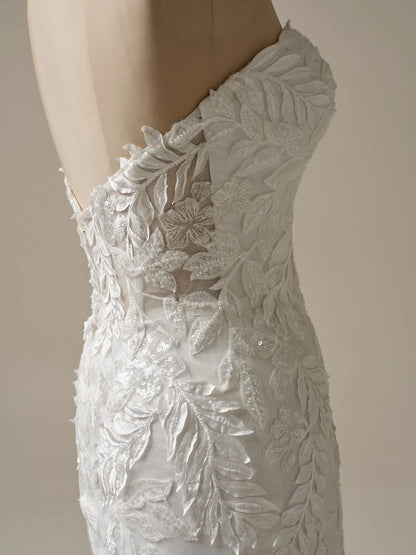 Wedding Dress Off-the-Shoulder Sleeveless Strapless Sweetheart Neckline Mermaid Cultivate oneself Lace Beaded Bridal Gown Formal Wear Dress