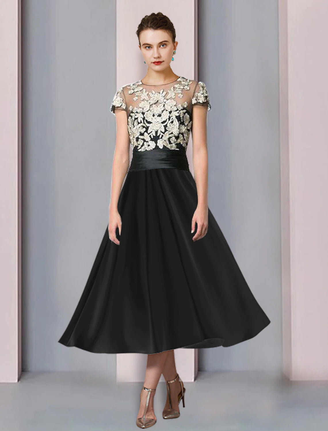 A-Line Mother of the Bride Dress Wedding Guest Party Elegant Scoop Nec