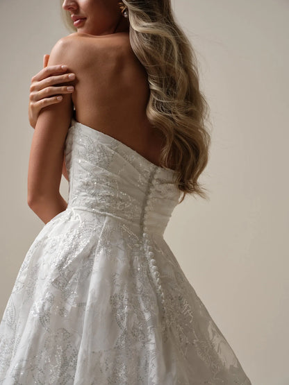 Wedding Dress A-Line Strapless Sweetheart Neckline Sleeveless Bridal Gown Formal Wear Dress