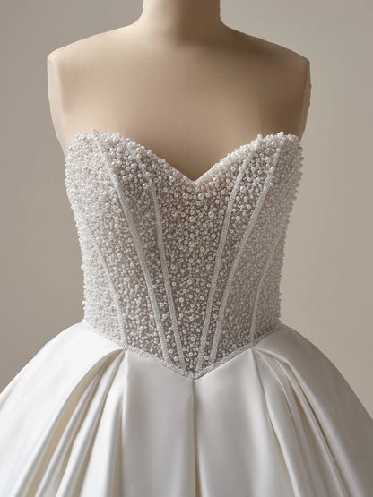 Wedding Dress A-Line V-Neck Strapless Sweetheart Neckline Off-the-Shoulder Sleeveless Beaded Gorgeous Bridal Gown Formal Wear Dress