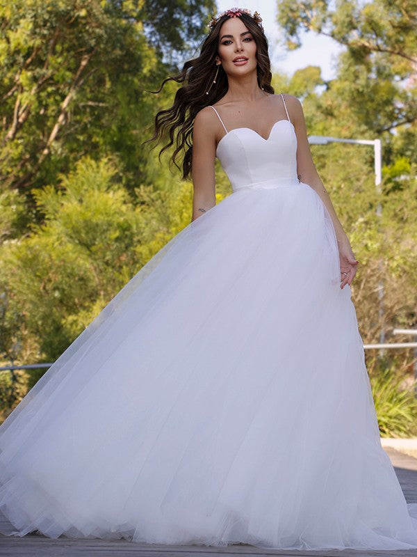 Ball Gown Tulle Sweetheart Sleeveless Sweep/Brush Train Wedding Dresses