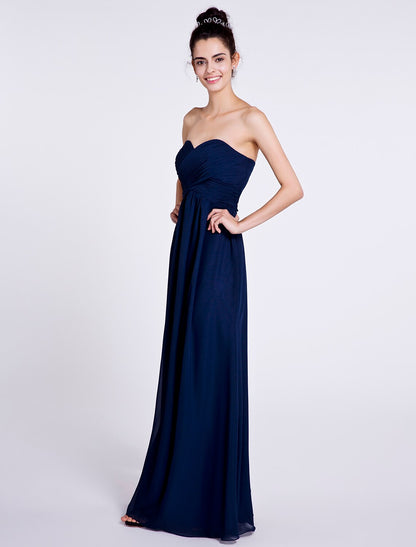 Sheath / Column Bridesmaid Dress Sweetheart Sleeveless Elegant Floor Length Chiffon with Criss Cross