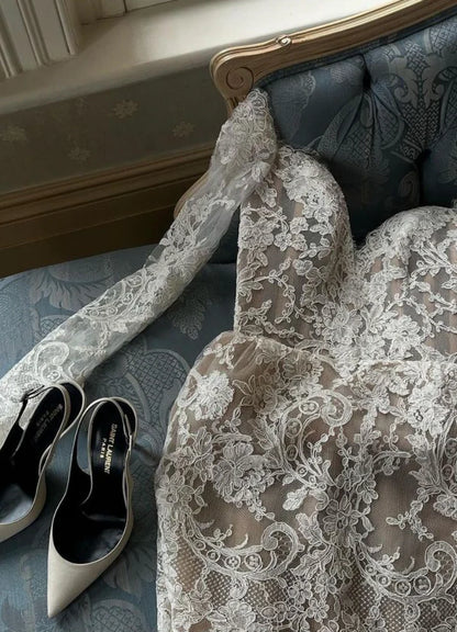 Wedding Dress Lace Bridal Dresses Long Sleeves Mini Formal Dresses