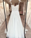 Wedding Dress A Line Applique Spaghetti Strap Wedding Dresses Lace Tulle Elegant Formal Dresses