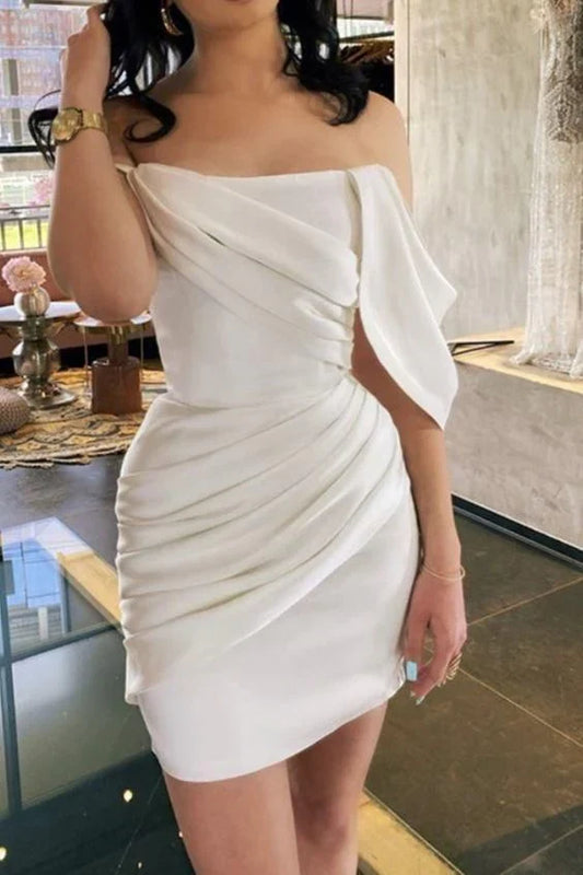 Wedding Dress Off The Shoulder Ruched Short skirt Formal Dresses