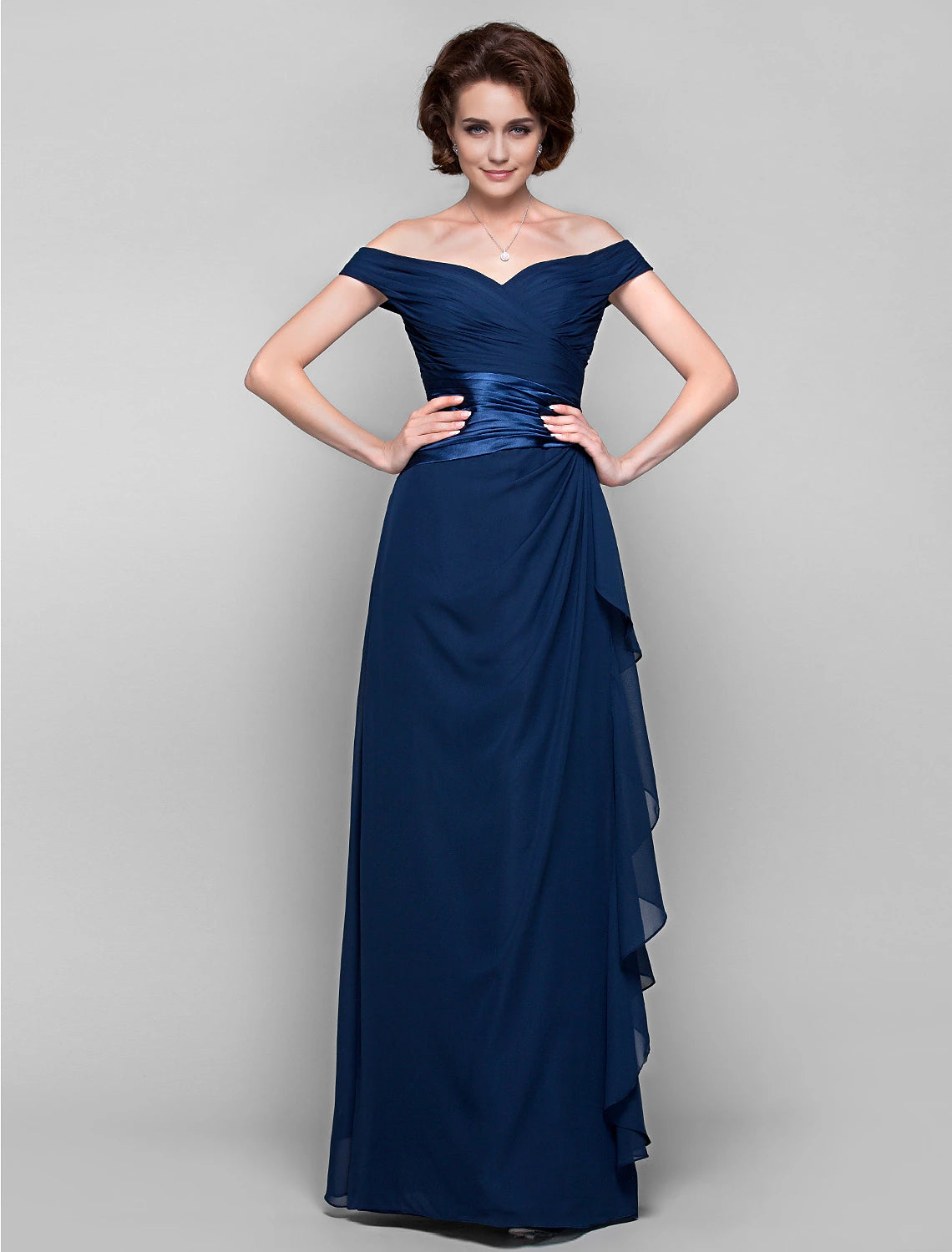 Sheath / Column Mother of the Bride Dress Open Back Off Shoulder Floor ...