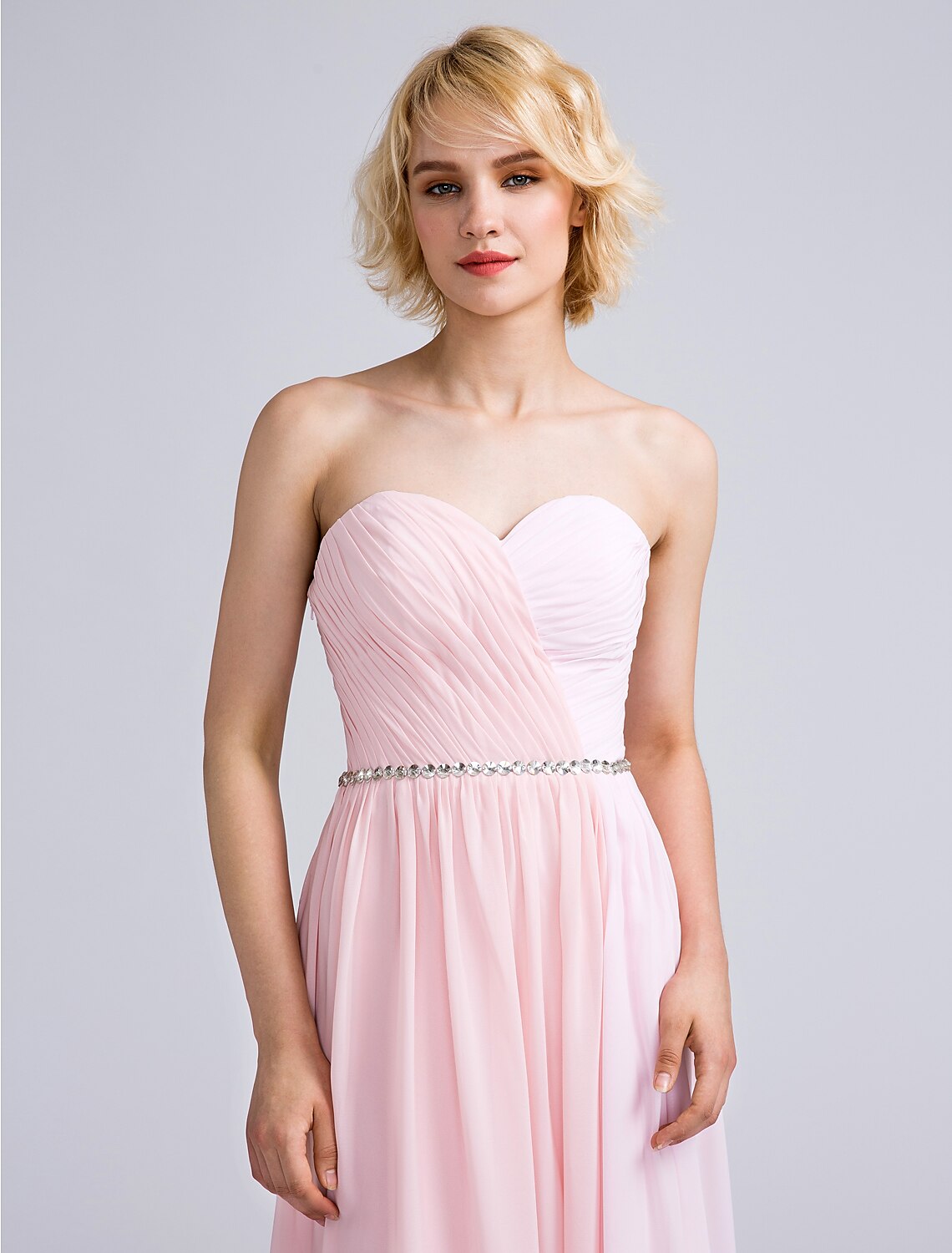 Sheath / Column Bridesmaid Dress Sweetheart Sleeveless Open Back Floor Length Chiffon with Criss Cross