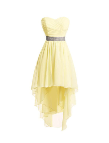 A-Line Homecoming Dresses Tiered Dress Strapless High Low Dress Asymmetrical Sleeveless Chiffon With Ruched