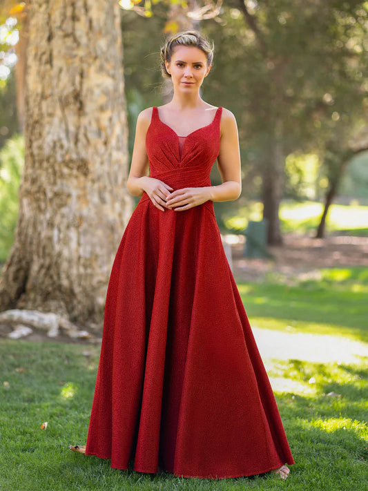 Bridesmaid Dresses Deep V-neck A-line Floor Length Dress