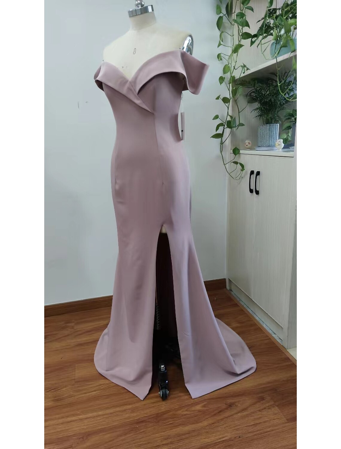 Mermaid / Trumpet Evening Gown Sexy Dress Wedding Guest Prom Floor Length Short Sleeve Sweetheart Stretch Chiffon with Slit Pure Color