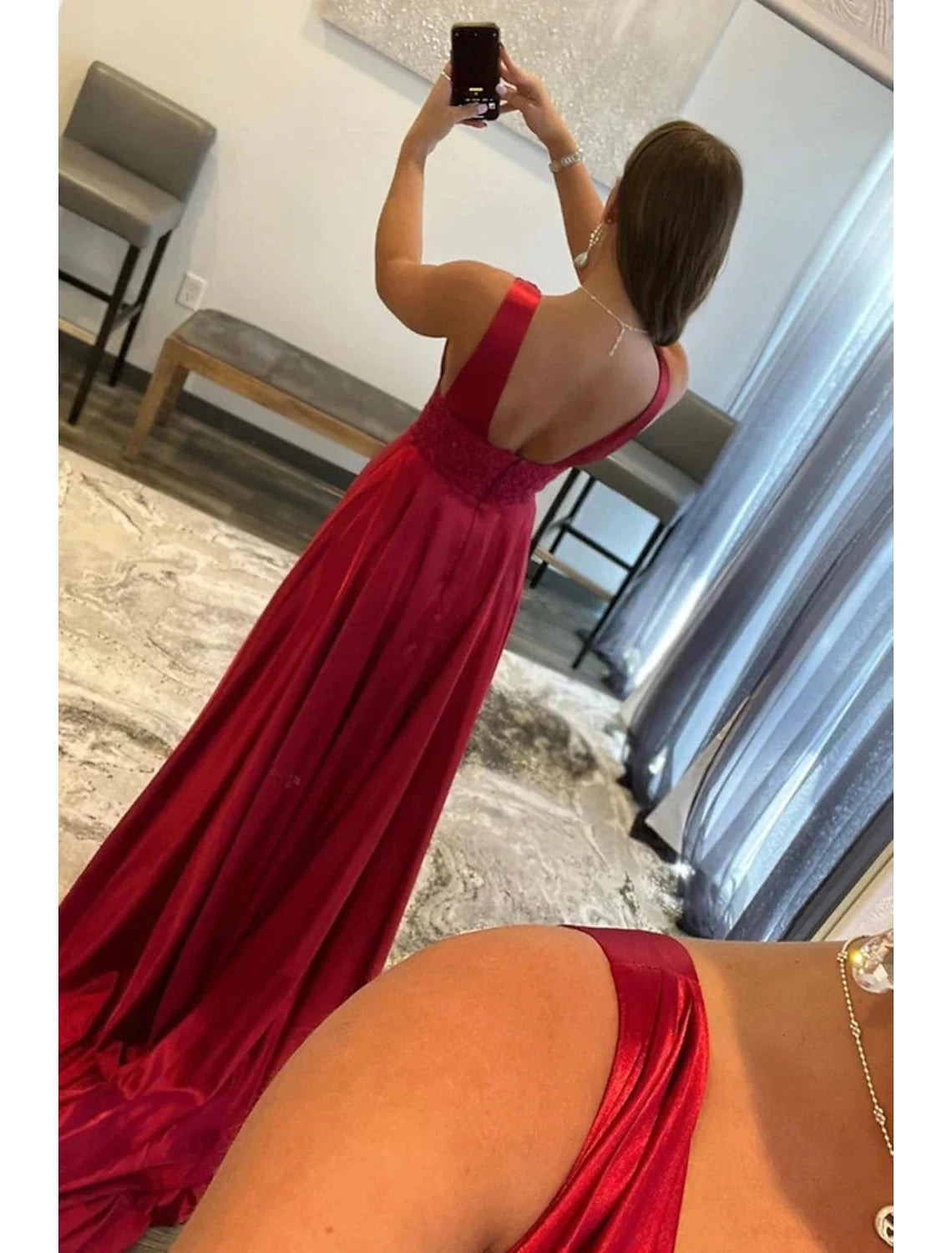 A-Line Prom Dresses Vintage Dress Formal Wedding Party Court Train Sleeveless Scoop Neck Lace Backless with Slit