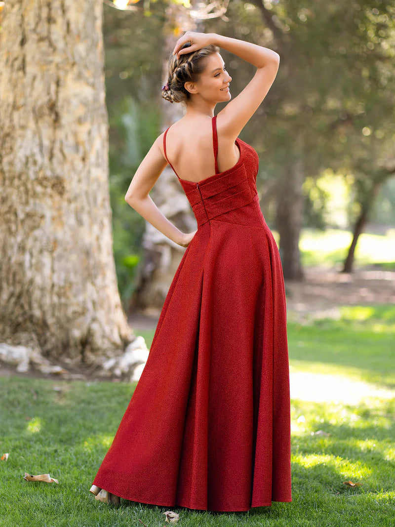 Bridesmaid Dresses Deep V-neck A-line Floor Length Dress