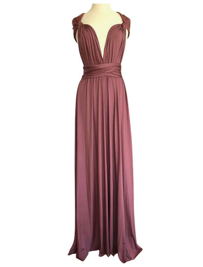 Sheath / Column Bridesmaid Dress Cross Front / V Neck Sleeveless Elegant Floor Length Spandex with Draping / Ruching