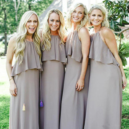 Bridesmaid Dresses Jewel Chiffon and Ruffles Long