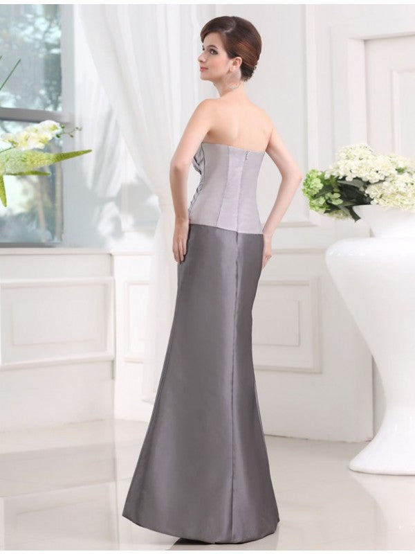 Beading Strapless Sleeveless Taffeta Long Applique Mother of the Bride Dresses