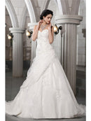 A-Line/Princess Sweetheart Sleeveless Beading Applique Long Organza Wedding Dresses