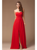 Sheath/Column Sweetheart Sleeveless Long Ruffles Chiffon Bridesmaid Dresses