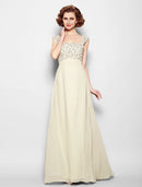 A-Line Mother of the Bride Dress Sparkle & Shine Straps Floor Length Chiffon Sleeveless No with Beading