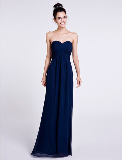 Sheath / Column Bridesmaid Dress Sweetheart Sleeveless Elegant Floor Length Chiffon with Criss Cross