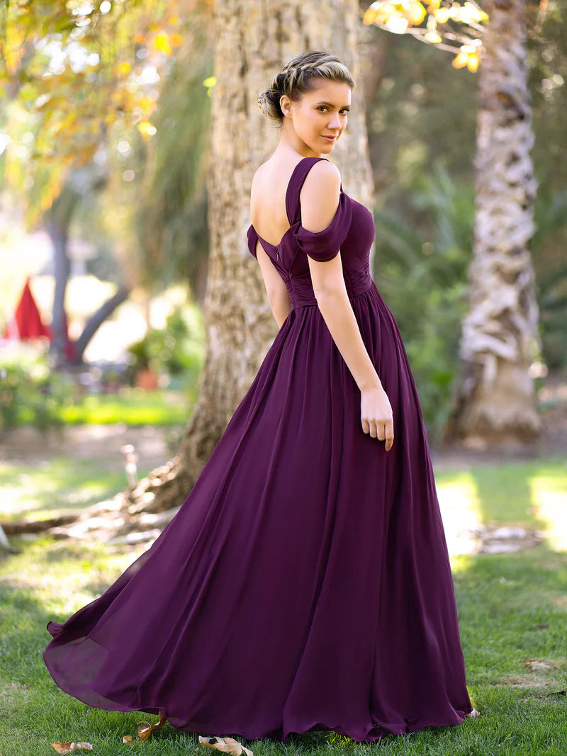 Bridesmaid Dress A-Line V-neck Floor-Length Chiffon