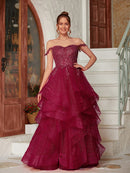 A-Line/Princess Applique Off-the-Shoulder Sleeveless Floor-Length Dresses