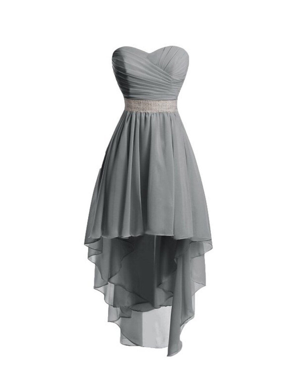 A-Line Homecoming Dresses Tiered Dress Strapless High Low Dress Asymmetrical Sleeveless Chiffon With Ruched