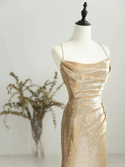 Fashion Temperament Champagne Backless Sequin Long Prom Dress Elegant Atmosphere Party dress