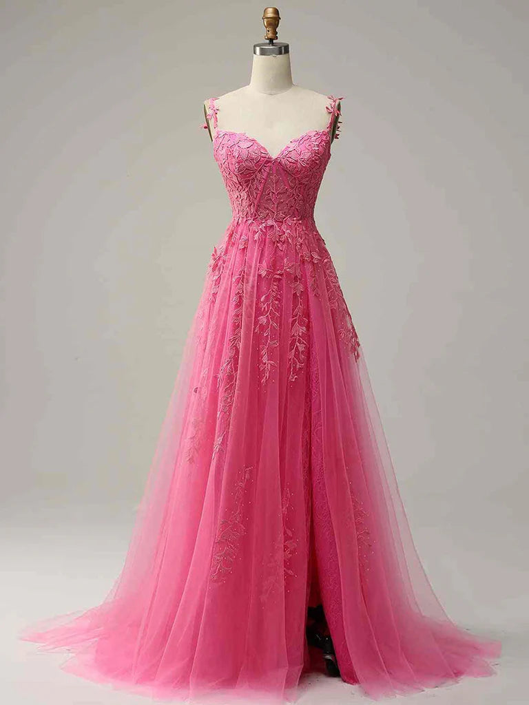 Sweetheart A-Line Neck Tulle Lace Long Prom Dress Long Elegant Fantastic Formal Party dress