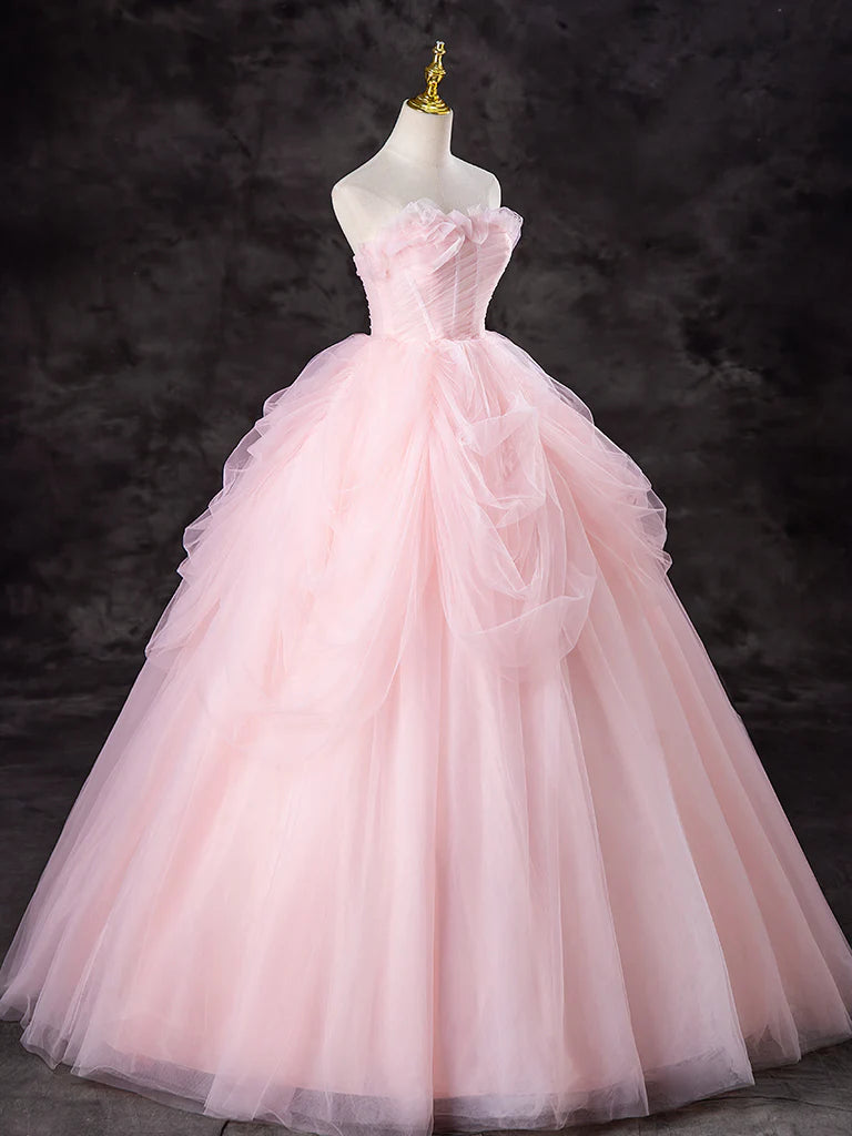 Sweet A-Line Prom Dress Tulle Long Atmosphere Elegant Long Dress