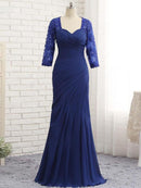 Trumpet/Mermaid Chiffon Lace Sweetheart 3/4 Sleeves Floor-Length Mother of the Bride Dresses