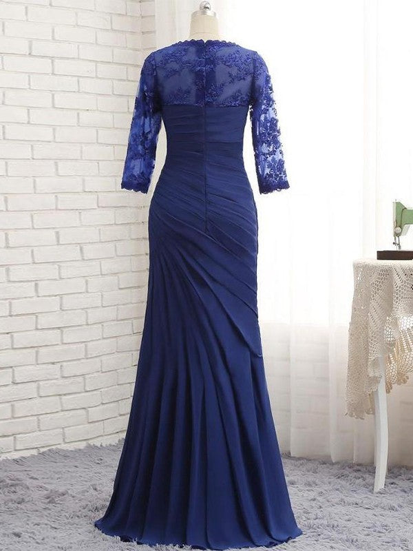 Trumpet/Mermaid Chiffon Lace Sweetheart 3/4 Sleeves Floor-Length Mother of the Bride Dresses