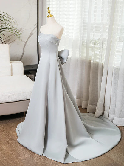 Formal Dress A-Line Sweetheart Neck Satin Long Evening Dress