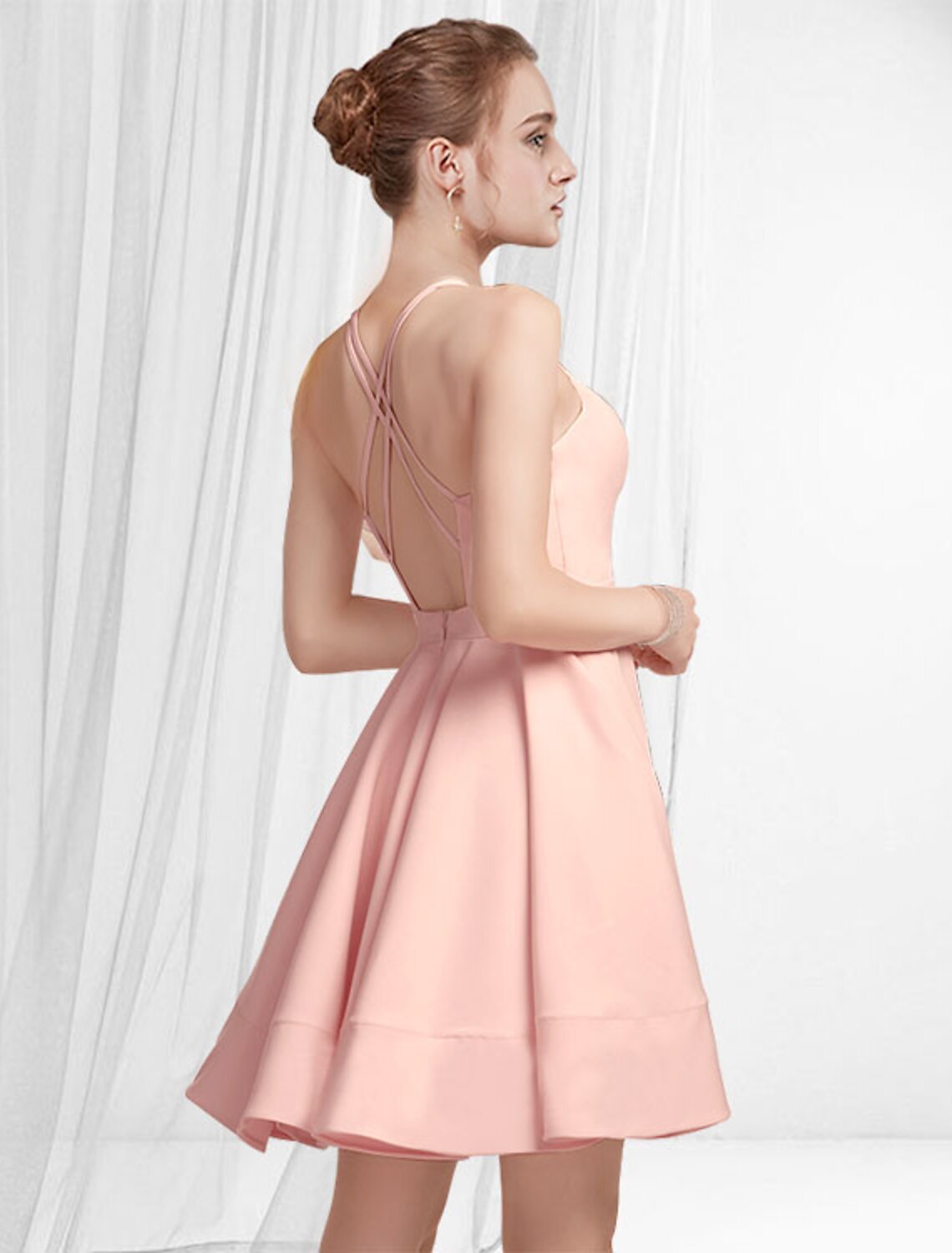 A-Line Cocktail Dresses Reformation Amante Dress Homecoming Short / Mini Sleeveless Spaghetti Strap Satin with Pleats