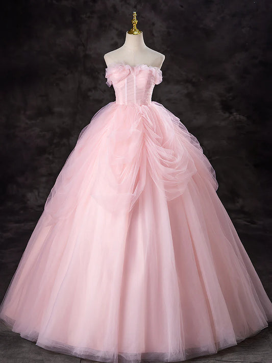 Sweet A-Line Prom Dress Tulle Long Atmosphere Elegant Long Dress