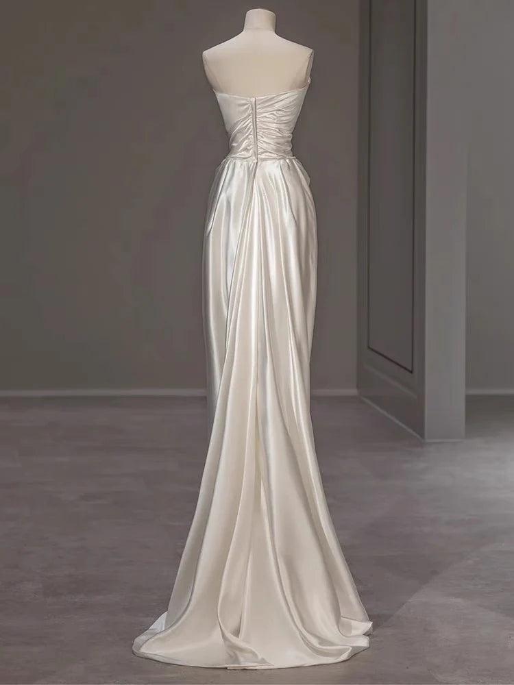 Wedding Dress Strapless White Sheath Elegant Formal Dresses